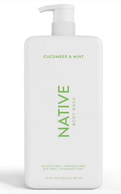 Native Body Wash for Women, Men | Sulfate Free, Paraben Free, Dye Free, with Naturally Derived Clean Ingredients, 36 oz bottle with pump - Pack of 1 (Cucumber & Mint) Native Body Wash for Women, Men | Sulfate Free, Paraben Free, Dye Free, with Naturally Derived Clean Ingredients, 36 oz bottle with pump - Pack of 1 (Cucumber & Mint)