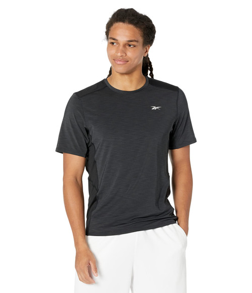 Reebok Men's Standard ACTIVChill Tee, Black/Small White Vector Logo, Medium