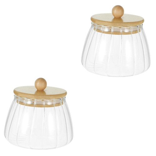 Cabilock 2pcs glass airtight storage jar vacuum container glass container food containers with lids clear biscuits jar coffee bean canister tea storage container Grains Storage Jar tea jar