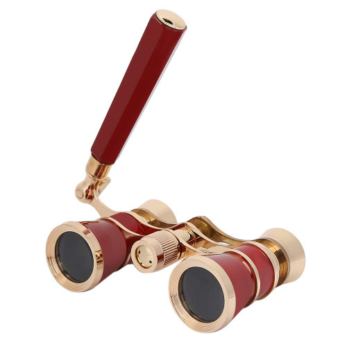 Opera Glasses Binoculars, 3X25 Theater Glasses Telescope with Foldable Handle, Mini Binocular Compact Lightweight for Concert Theater Opera Travel Sightseeing (Red)