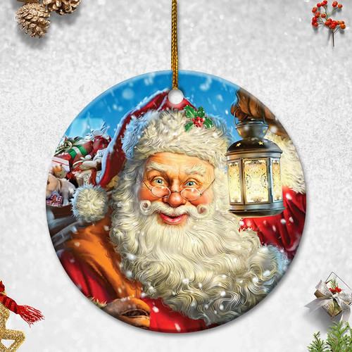 Merry Christmas and Santa Claus Ornament, Santa Christmas Tree Ornament, Secret Santa Decor, Xmas Ornament for Home Decor- NTL/DH (Circle)