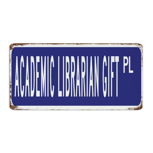 Rustic Metal Tin Sign Academic Librarian Gift Navy Blue Wall Decorations Aluminum Metal Sign for Backyard Dorm Dining Room Profession Pure Colors Art Poster Gift for Men 6x12 Inch