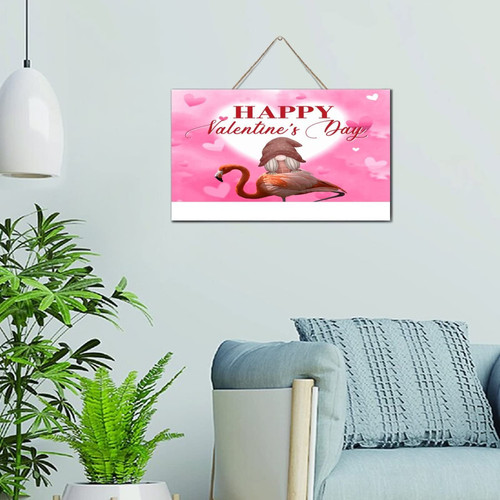 Autravelco Flamingo Gnome Valentine's Day Home Decor Signs Inspirational Wood Signs Painted Seasonal Anniversary Wedding Wall Art Wood Plaque Sign Home Decor for Laundry Cabin 6x10 Inch