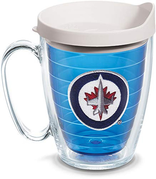 Tervis 1130458 NHL Winnipeg Jets Primary Logo Tumbler with Emblem and White Lid 16oz Mug, Blue