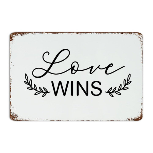 Retro Metal Tin Sign Love Wins Wall Decorations Metal Plaque for Outside Pubs Club Laundry Bisexual Pride Love Is Love Art Poster Gift for Lounge 8x12 Inch
