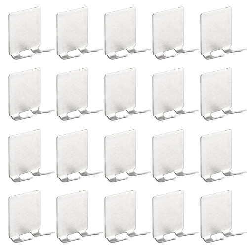 Wall Hooks Adhesive Hooks, 20Pcs Heavy Duty Wall Hooks Waterproof on Hooks Wall Hangers Waterproof Stainless Steel Sticky Hooks for Hanging Door Bathroom Kitchen Home