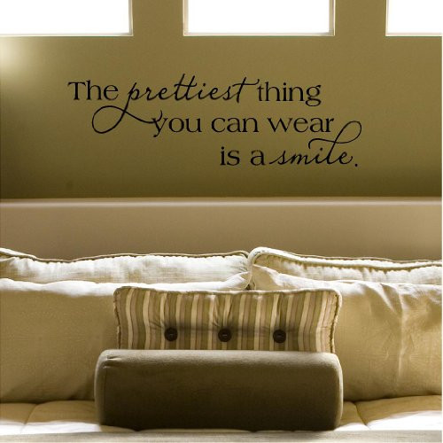The Prettiest Thing You Can Wear Is a Smile (M) Wall Saying Vinyl Lettering Home Decor Decal Stickers Quotes
