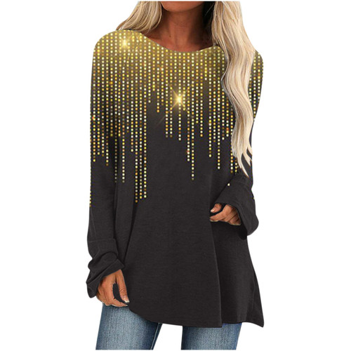 Wirziis Womens Casual Tunic Tops for Leggings, Fashion Butterfly Print Crewneck Loose Fit Long Sleeve Blouses Shirts