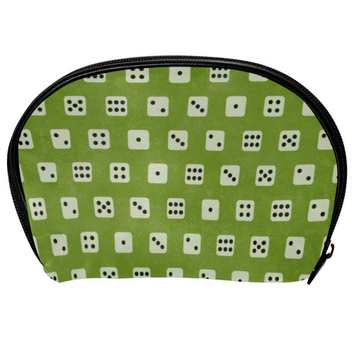 Inhomer Dices Green Background Cosmetic Bag Travel Handy Organizer Pouch Makeup Bags Purse for Women Girls