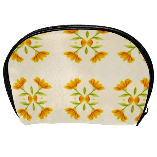 Inhomer Yellow Floral Pattern Cosmetic Bag Travel Handy Organizer Pouch Makeup Bags Purse for Women Girls