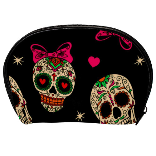 Inhomer Rosette Sugar Skull Cosmetic Bag Travel Handy Organizer Pouch Makeup Bags Purse for Women Girls