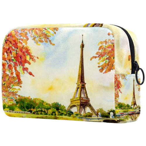 Inhomer Cosmetic Bag for Women Painting Tower Travel Makeup Case Handy Pouch Organizer Toiletry Bag Gifts Inhomer Cosmetic Bag for Women Painting Tower Travel Makeup Case Handy Pouch Organizer Toiletry Bag Gifts