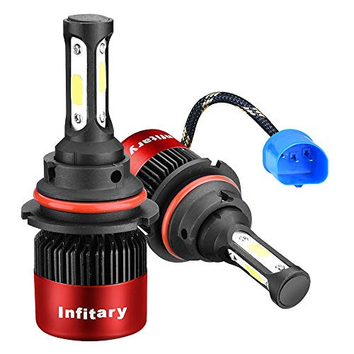 INFITARY LED Headlight Bulbs H4 Conversion Kits High/Low Beam Auto Headlamp Dual Beam Car Headlight 72W 6500K Cool White 8000LM Extremely Super Bright COB Chips 3 Years Warranty (Red, 9007/HB5)