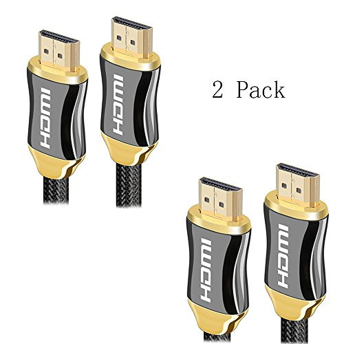 HDMI Cable HDMI 2.0 (4K @ 60Hz) Braided Cord High Speed 18Gbps- Gold Plated Connectors  Ethernet?Audio Return - Video 4K 2160p HD 1080p 3D - Xbox PlayStation PS3 PS4 PC TV (5FT-2Pack)
