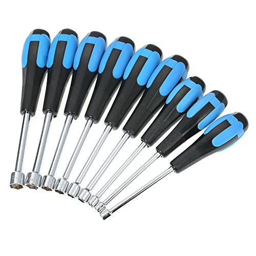 KKmoon 9pcs Hollow Shaft Nut Driver Set Metric Sizes Hex Bit Sockets 5mm/5.5mm/6mm/7mm/8mm/9mm/10mm/11mm/12mm