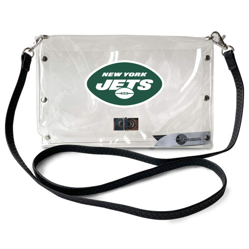 Littlearth Womens NFL New York Jets Clear Envelope Purse with Black Fashion Strap, Clear, 10" x 6.5" x 0.5" Littlearth Womens NFL New York Jets Clear Envelope Purse with Black Fashion Strap, Clear, 10" x 6.5" x 0.5"