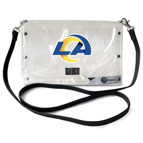 Littlearth Womens NFL Los Angeles Rams Clear Envelope Purse with Black Fashion Strap, Clear, 10" x 6.5" x 0.5" Littlearth Womens NFL Los Angeles Rams Clear Envelope Purse with Black Fashion Strap, Clear, 10" x 6.5" x 0.5"