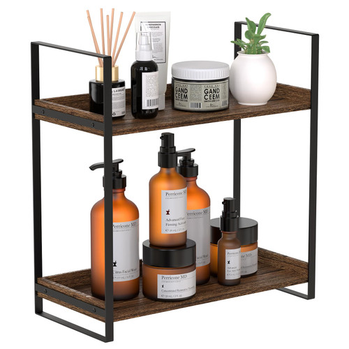 Gifhunter Bathroom Countertop Organizer, 2-Tier Bathroom Organizers and Storage, Kitchen Organizers and Storage, Solid Wood Counter Standing Organization Tray for Coffee Station,Vanity, Laundry Room