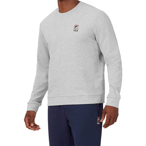 FILA Mens Long Sleeve Crew Neck Lightweight Sweatshirt (Grey Heather/Chinese Red, XX-Large)