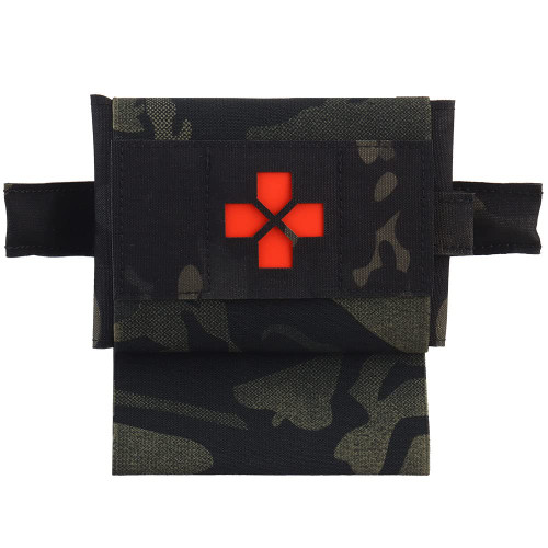 2-in-1 Micro Med Kit Medical Pouch Tactical Mini First Aid Pouch Empty Small IFAK Pouch Compact Medical Pouch EDC Bag with Tourniquet Holder |MOLLE Belt IFAK Micro Trauma Kit Pouch (Black Multicam)