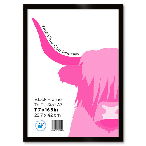 A3 Black Wooden Picture Frame 11.7 x 16.5 Inch (29.7 x 42cm) Acrylic Safety 'Glass' Photo Frame