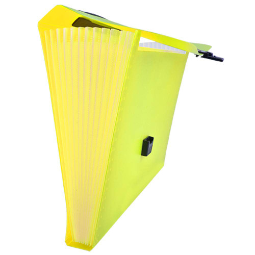 Tetis Yellow Expanding File DIN A4 Made of PP with 13 Compartments Expandable File Folder with Handle Paper Folder Plastic Organiser Sorting Folder PP A4 Accordion Document Organiser Portable