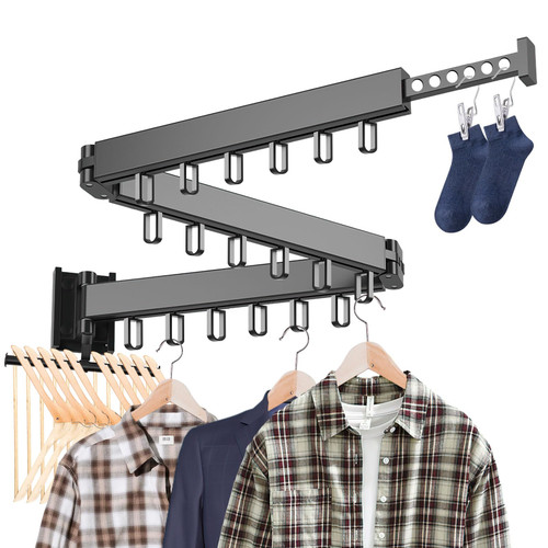 Clothes Drying Rack, Wall Mounted Drying Rack Clothing, Tri-Fold Laundry Drying Rack Wall Mount, Space Saver Retractable Collapsible Drying Rack for Laundry Balcony Apartment