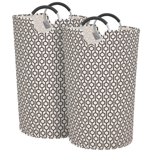 STORAGE MANIAC 2 Pack 115L Extra Large Laundry Basket Freestanding Laundry Hamper, Collapsible Laundry Baskets Waterproof Laundry Bag with Padded Handles, Folding Tall Clothes Hamper, Hexagon