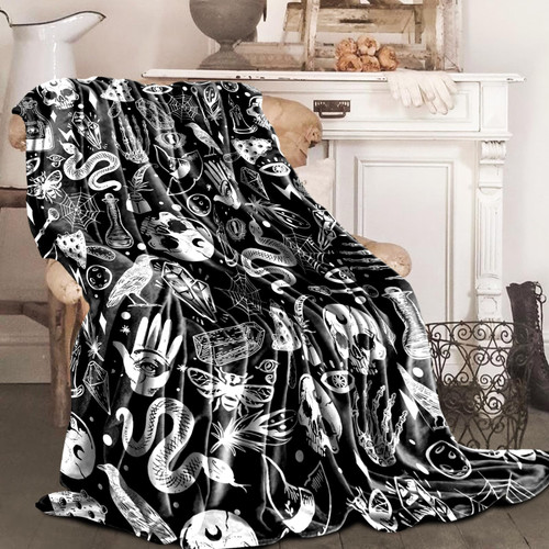 Skull Throw Blanket,Halloween Blanket Soft Warm Blankets for Bed Couch Sofa All Season Cozy Flannel Plush Witch Gothic Throw Blanket Fleece Flannel Fuzzy Lightweight 50x60 Inch Skull Throw Blanket,Halloween Blanket Soft Warm Blankets for Bed Couch Sofa All Season Cozy Flannel Plush Witch Gothic Throw Blanket Fleece Flannel Fuzzy Lightweight 50x60 Inch