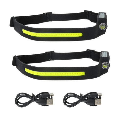 2 Pack Headlamp Flashlight Rechargeable LED Headlamps COB Wide Beam Headlight with Motion Sensor Bright Lightweight Waterproof Head Lamp for Outdoor Running, Camping Hiking