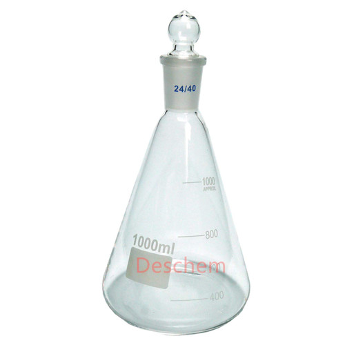 Deschem Glass Erlenmeyer Flask,Lab Conical Bottle with 24/40 Ground Joint Stopper