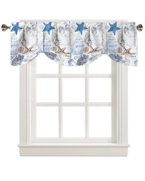Starfish Seashell Valances for Windows, Nautical Valance Curtains, Tie Up Kitchen Curtains Rod Pocket Bathroom Curtains Window, 42x18in Kitchen Valances for Windows, Kitchen Window Curtains Over Sink Starfish Seashell Valances for Windows, Nautical Valance Curtains, Tie Up Kitchen Curtains Rod Pocket Bathroom Curtains Window, 42x18in Kitchen Valances for Windows, Kitchen Window Curtains Over Sink