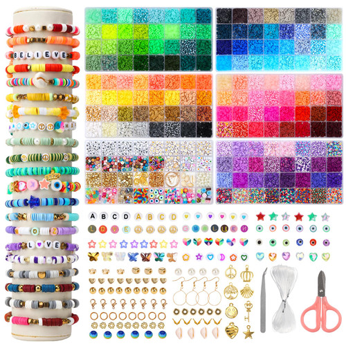 QUEFE 16000pcs 160 Colors Clay Beads for Jewelry Making, Flat Round Polymer Clay Beads Kit with Letter Beads Heart Beads for DIY Gift Craft and Art QUEFE 16000pcs 160 Colors Clay Beads for Jewelry Making, Flat Round Polymer Clay Beads Kit with Letter Beads Heart Beads for DIY Gift Craft and Art
