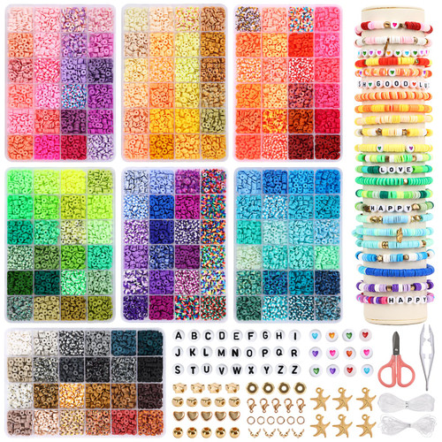 QUEFE Clay Beads Kit, 16800pcs, 168 Colors, Polymer Heishi Beads, Clay Bead Bracelet Kit, Charm Set Jewelry Making, DIY Craft Gifts QUEFE Clay Beads Kit, 16800pcs, 168 Colors, Polymer Heishi Beads, Clay Bead Bracelet Kit, Charm Set Jewelry Making, DIY Craft Gifts