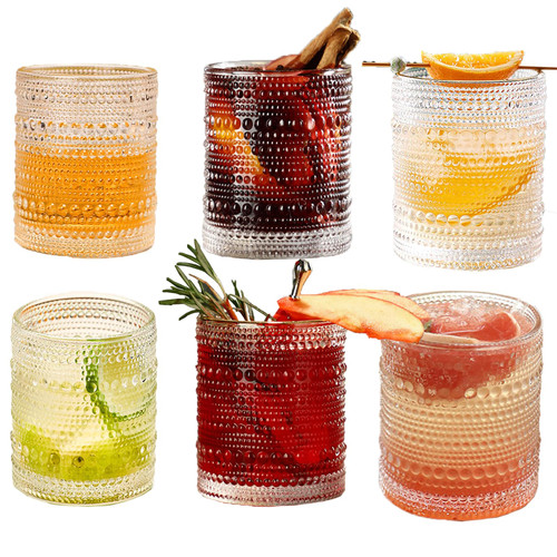 XiRiDa Hobnail Beaded Drinking Glasses Set of 6,13 oz Old Fashioned Highball Glasses Vintage Glass Cups Clear Embossed Glassware Tumbler for Beverages,Beer,Cocktail,Whiskey,Juice XiRiDa Hobnail Beaded Drinking Glasses Set of 6,13 oz Old Fashioned Highball Glasses Vintage Glass Cups Clear Embossed Glassware Tumbler for Beverages,Beer,Cocktail,Whiskey,Juice