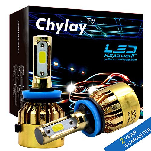 Chylay H11 LED Headlight Bulbs COB Chips Fog Light Conversion Kit H8 H9 High Beam 72W 8000LM White 6500K Auto Headlamp Bulbs 1 pair -2 Yr Warranty