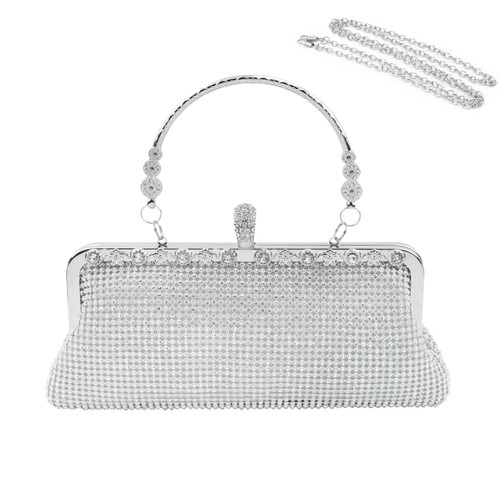 topfive Evening Clutch Purse Small Crystal Clutch Sparkling Handbag for Women Wedding Evening Formal Bag (Silver 01)