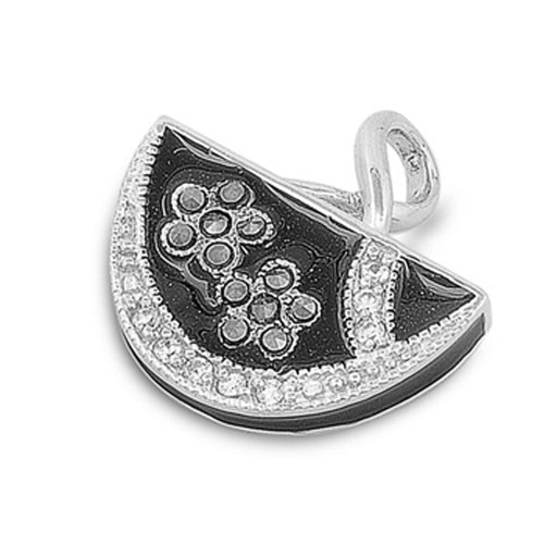 Sterling Silver Clear CZ Simulated Marcasite Purse Pendant Vintage Handbag Charm 925 New