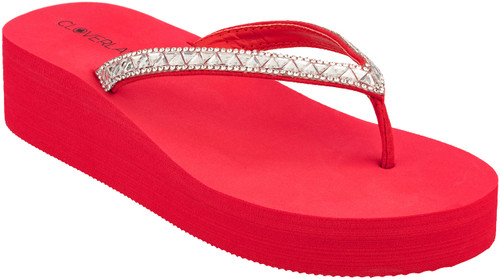 CLOVERLAY Women's Flip Flops Flat Sandals Comfortable Soft Cushion Summer Beach Thong Sandals (9, Red)