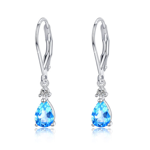 Tearcdrop Leverback Earrings for Women Blue Cubic Zirconia Birthstone Drop Earrings DewDrop Earrings Bridal Dangle Earrings Tearcdrop Leverback Earrings for Women Blue Cubic Zirconia Birthstone Drop Earrings DewDrop Earrings Bridal Dangle Earrings