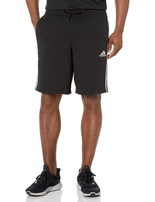 adidas Men's Size Essentials Fleece 3-Stripes Shorts, Black/White, X-Large/Tall
