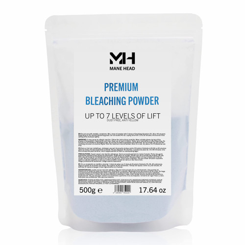 MANE HEAD Blue Premium Dust Free Bleaching Powder For Hair 7+ , Anti Yellow, Up to 7 Levels of Lift, Hair Bleach, Hair Lightener, Hair Bleach Powder -17.64 oz/500g