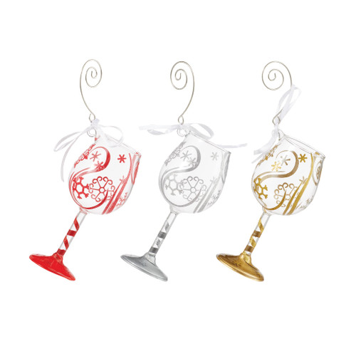 Enesco Designs by Lolita Tasting Miniature Wine Glass Hanging Ornament Set, 4.13 Inch, Multicolor