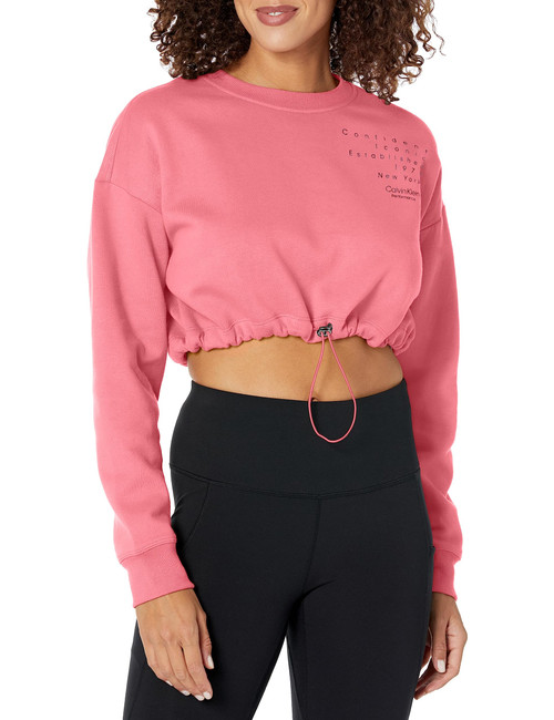 Calvin Klein Performance Women's Fleece Calvin Klein Sweatshirt, Neon Calypso, XX-Large