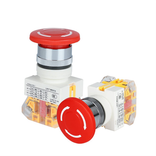 DASEB 2pcs LAY7-11ZS LAY7 Install The 22 mm The Mushroom Head Scram Button Switch Elevator Emergency Stop Switch 10A 600V LAY37-11ZS (Color : 5pcs)