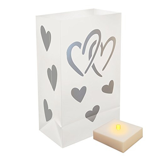 Lumabase 77506 6 Count Hearts Battery Operated Luminaria Kit with Timer