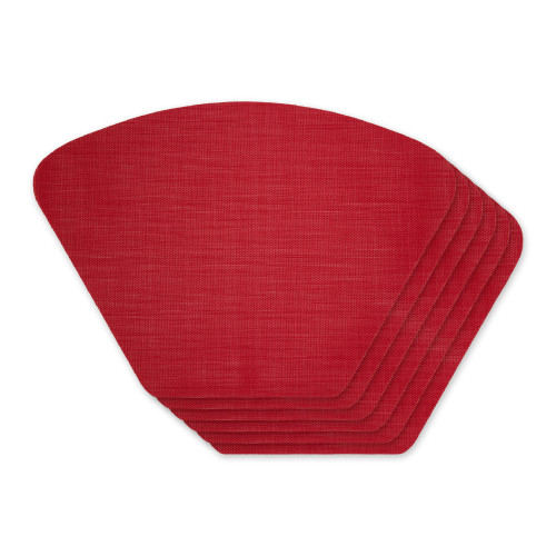 DII PVC Tabletop Collection Woven Indoor/Outdoor, Wedge Placemat Set, Tango Red, 6 Piece