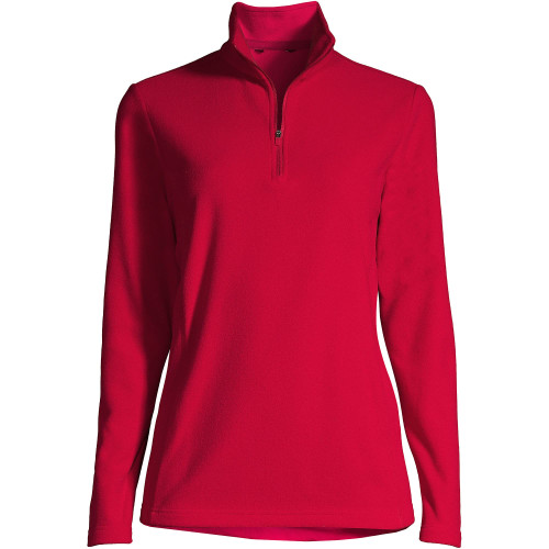 Lands' End Womens Quarter Zip Fleece Pullover Rich Red Regular X-Large