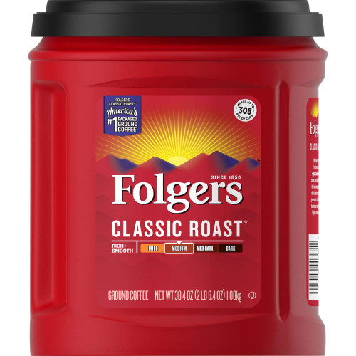 Folgers Classic Roast Medium Roast Ground Coffee, 38.4 Ounces