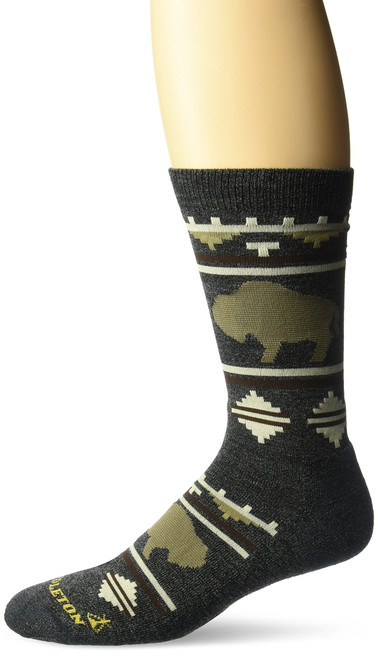 Pendleton Camp Crew Socks, Roaming Bison Charcoal, Medium (Fits Women's Shoe Size 6-10/ Men's Shoe Size 5-9)